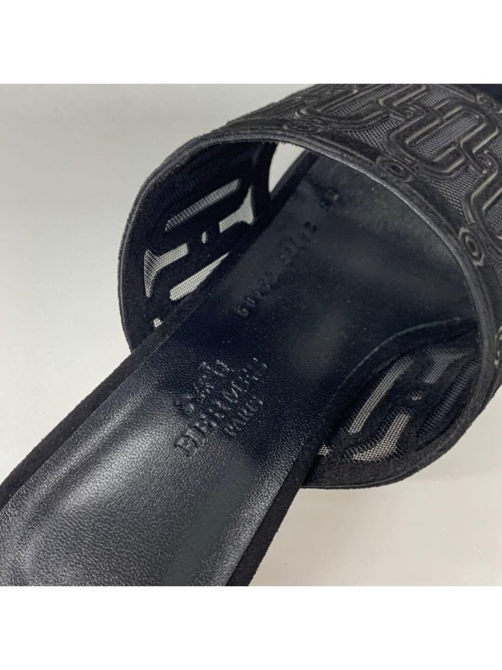 ★SOLD★ Hermes Gioia Suede Mesh Sandals Black - Picture 8 of 11